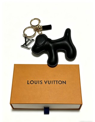 Louis Vuitton Angry Forest Dog Leather Keychain Black view 2