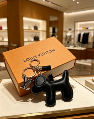 Louis Vuitton Angry Forest Dog Leather Keychain Black view 4