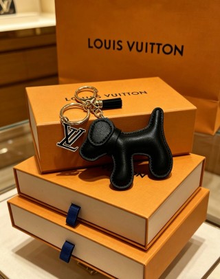 Louis Vuitton Angry Forest Dog Leather Keychain Black view 5