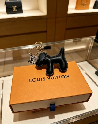 Louis Vuitton Angry Forest Dog Leather Keychain Black view 6