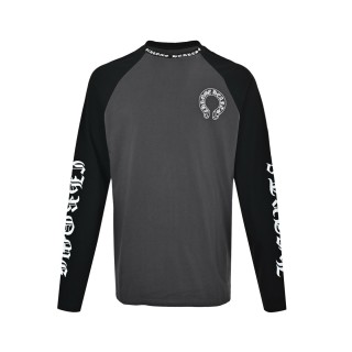 Chrome Hearts Horseshoe Long Sleeve Raglan Tee Charcoal Black