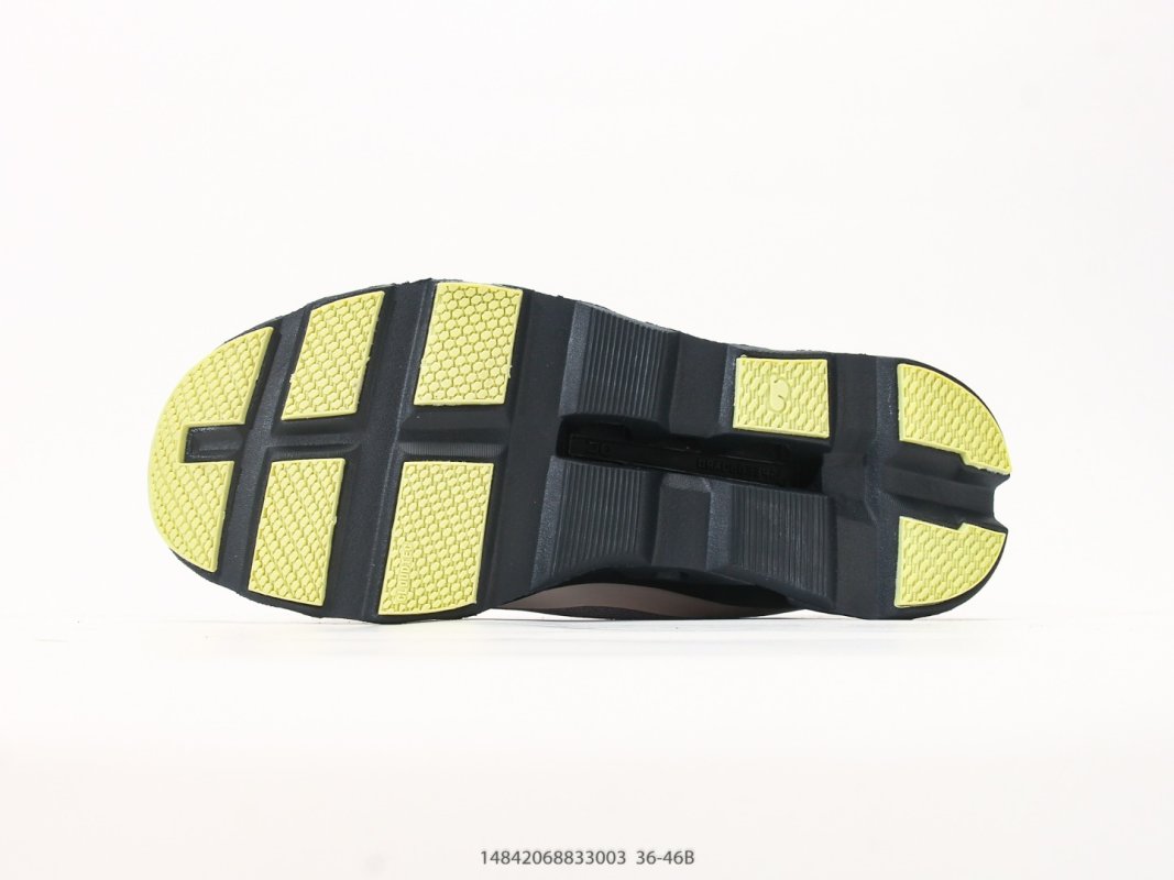 On Cloudmonster Grey Black Neon Yellow Low-Top Running Shoe view