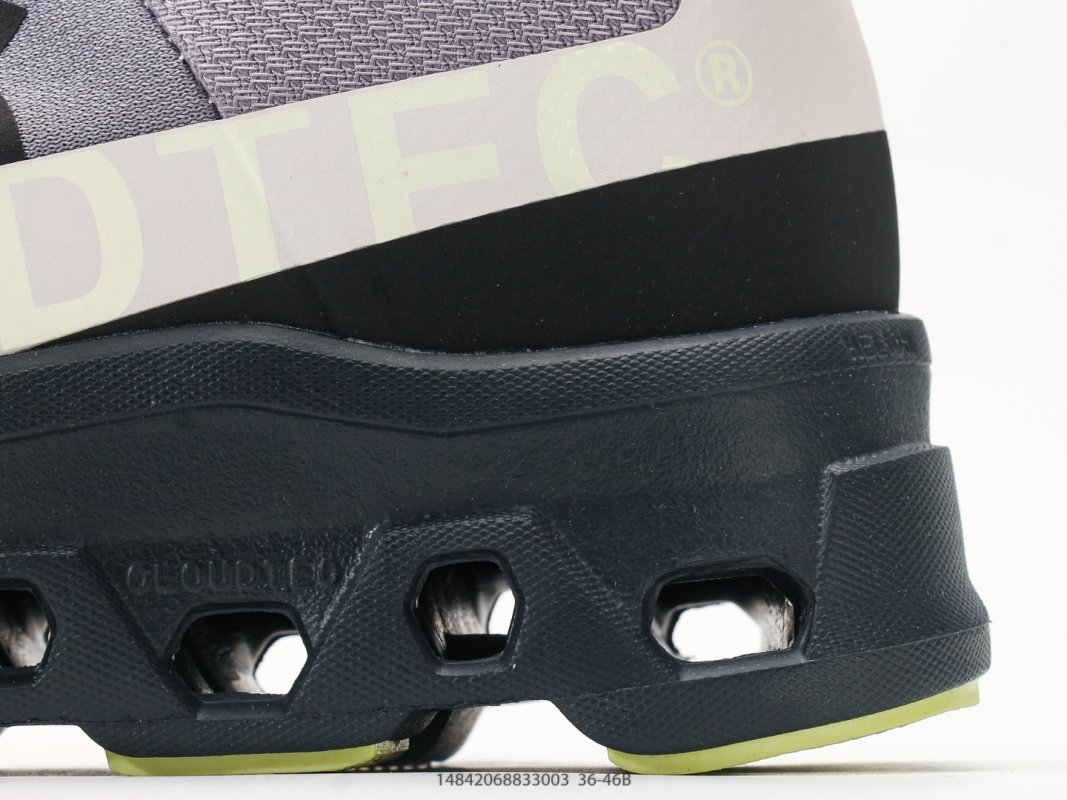 On Cloudmonster Grey Black Neon Yellow Low-Top Running Shoe view