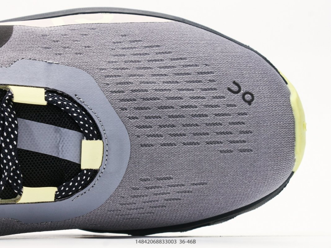 On Cloudmonster Grey Black Neon Yellow Low-Top Running Shoe view