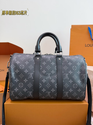 Louis Vuitton Keepall 35 Monogram Canvas Duffel Bag Black view 6