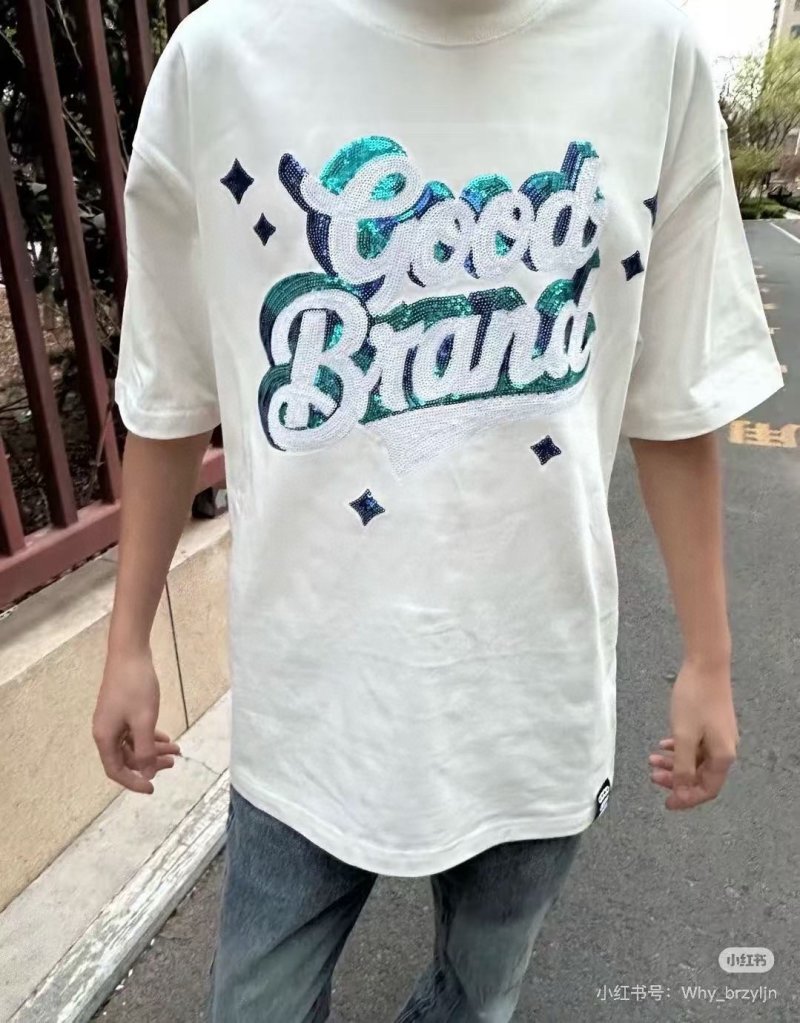 Good Brand Graphic Tee White Blue Print