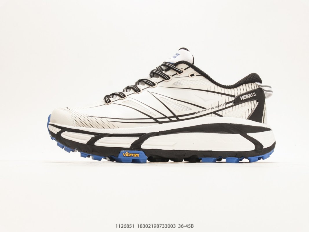 Hoka Mafate Speed 2 White Black Blue Trail Running Shoe