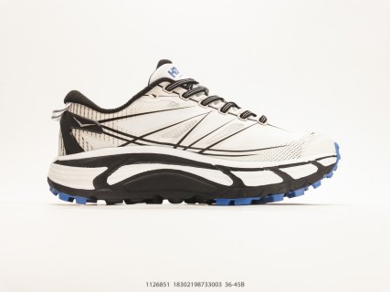 Hoka Mafate Speed 2 White Black Blue Trail Running Shoe view 2