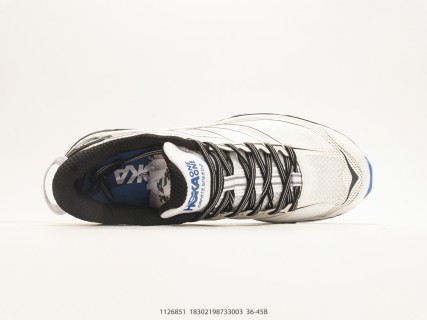 Hoka Mafate Speed 2 White Black Blue Trail Running Shoe view 3