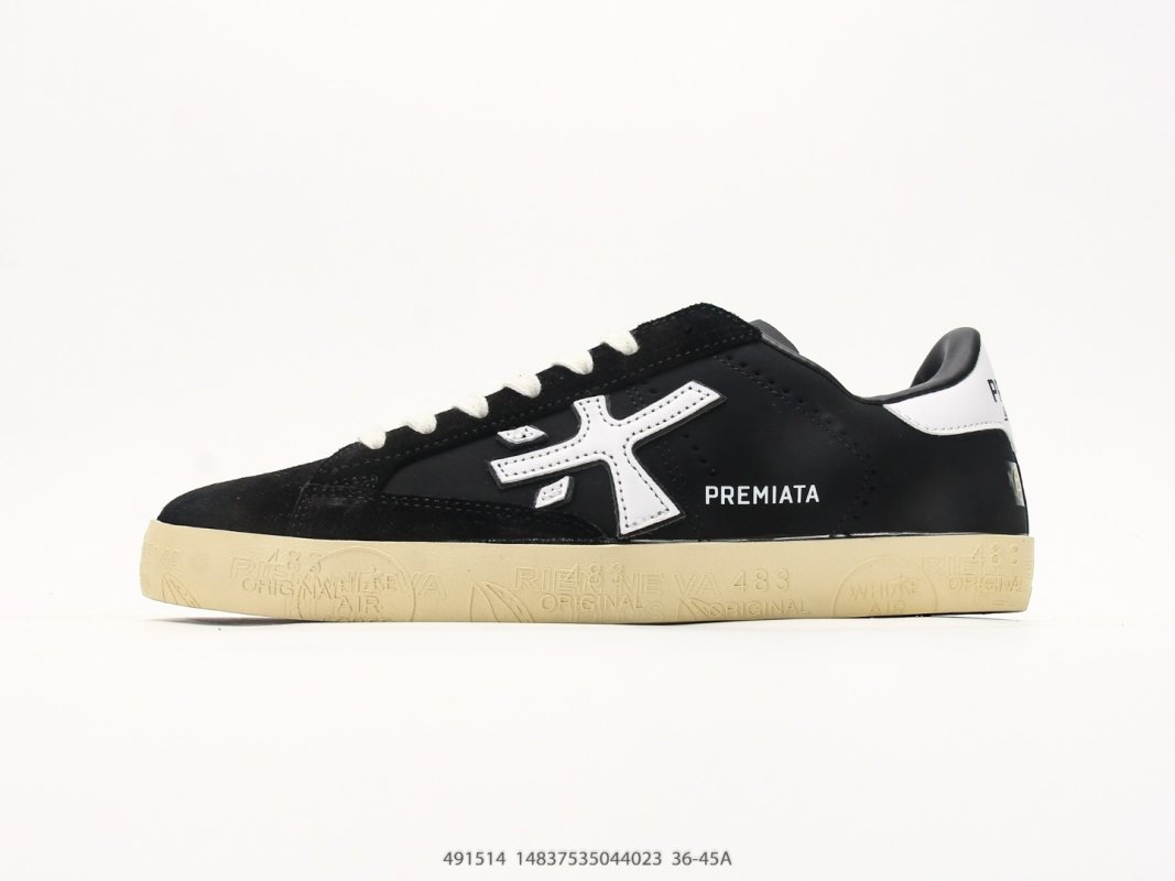Premiata Steven Black White Low Top Casual Sneaker
