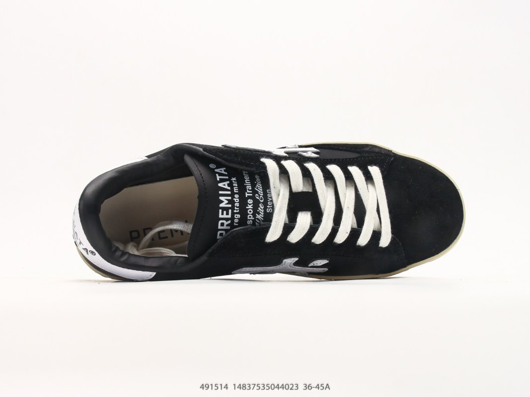 Premiata Steven Black White Low Top Casual Sneaker view