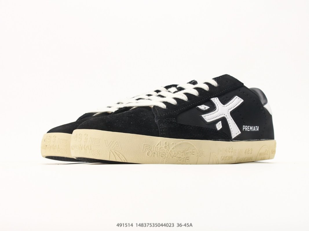 Premiata Steven Black White Low Top Casual Sneaker view