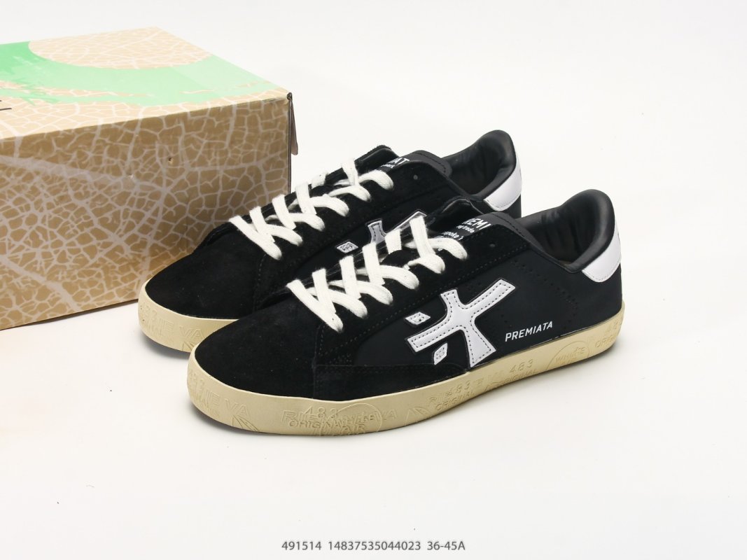 Premiata Steven Black White Low Top Casual Sneaker view