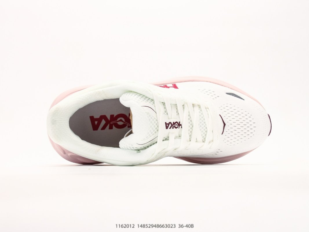 HOKA Bondi 9 White Pink Low-Top Running Shoe Men view