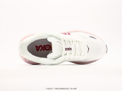 HOKA Bondi 9 White Pink Low-Top Running Shoe Men view 3