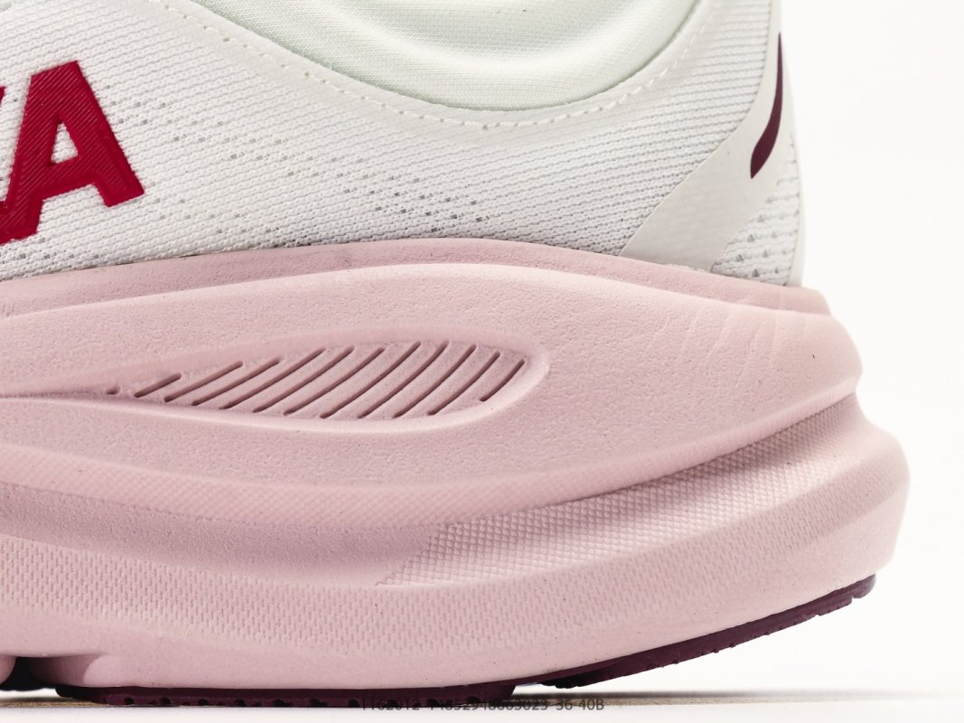 HOKA Bondi 9 White Pink Low-Top Running Shoe Men view
