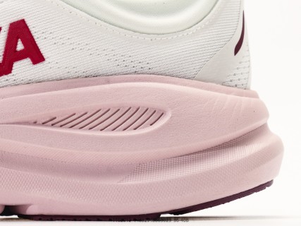 HOKA Bondi 9 White Pink Low-Top Running Shoe Men view 7