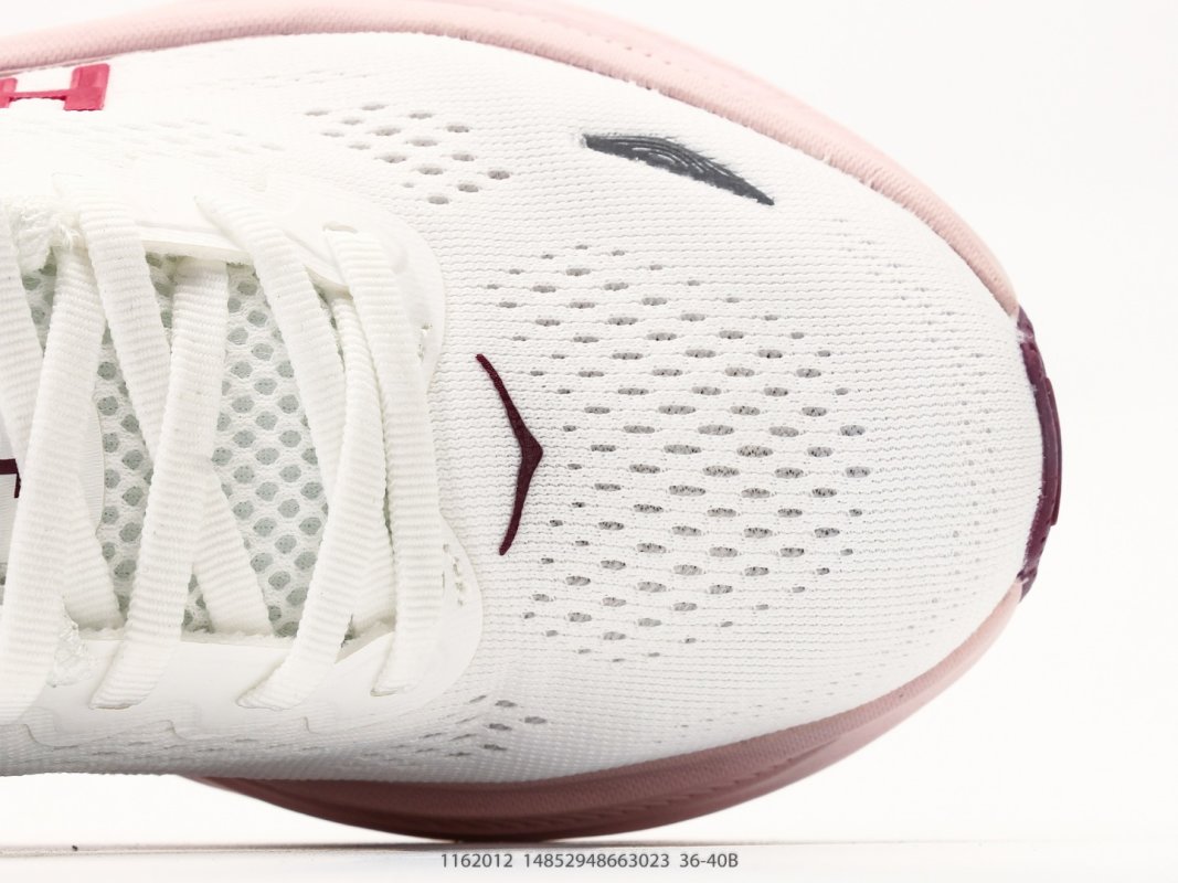 HOKA Bondi 9 White Pink Low-Top Running Shoe Men view