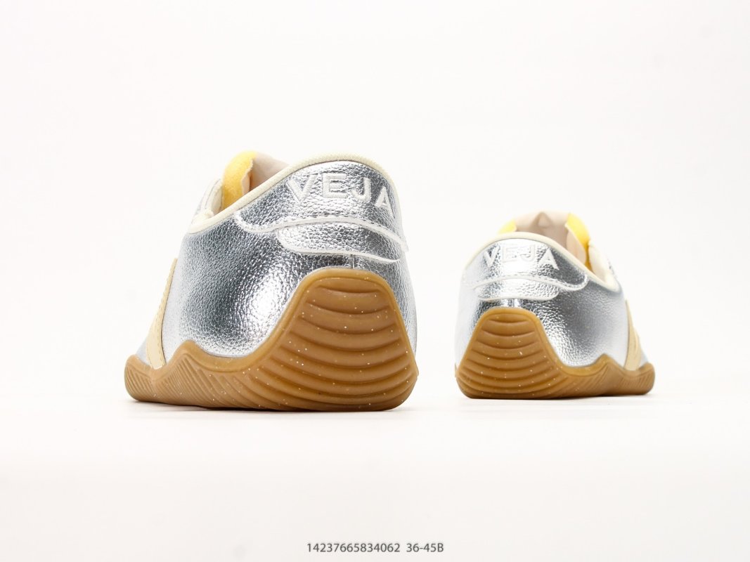 Veja Jitsu Low-Top Leather Silver Gold Sneaker view