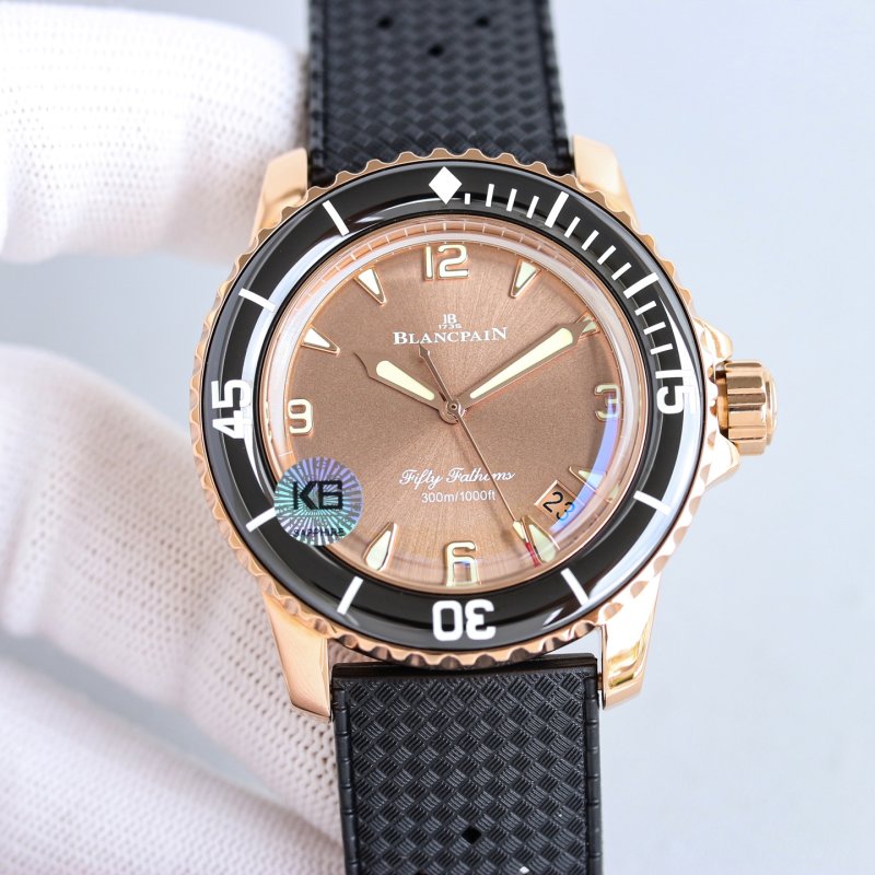 Blancpain Fifty Fathoms Rose Gold Black Dial Replica Watch