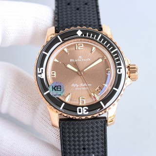 Blancpain Fifty Fathoms Rose Gold Black Dial Replica Watch