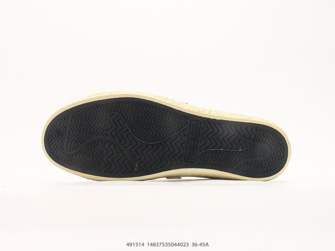Premiata Steven PU Low Top Casual Sneaker Cream Purple view
