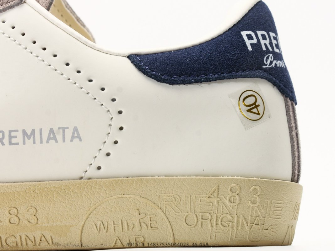 Premiata Steven PU Low Top Casual Sneaker Cream Purple view