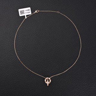 Cartier Love Double Ring Full Diamond Necklace Rose Gold