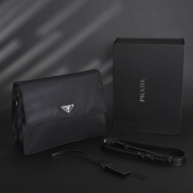 Prada Nylon Messenger Bag Black 30cm UA Replica view