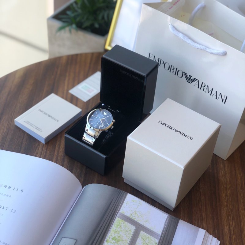 Armani Classic Business Casual Blue Dial 43mm Steel Watch Replica