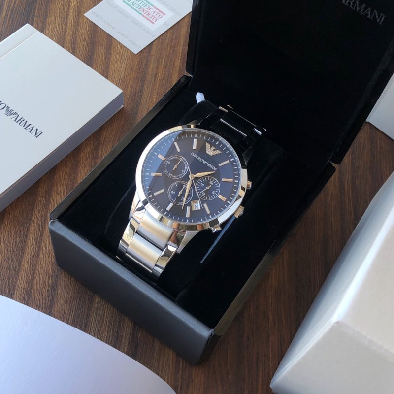 Armani Classic Business Casual Blue Dial 43mm Steel Watch Replica view