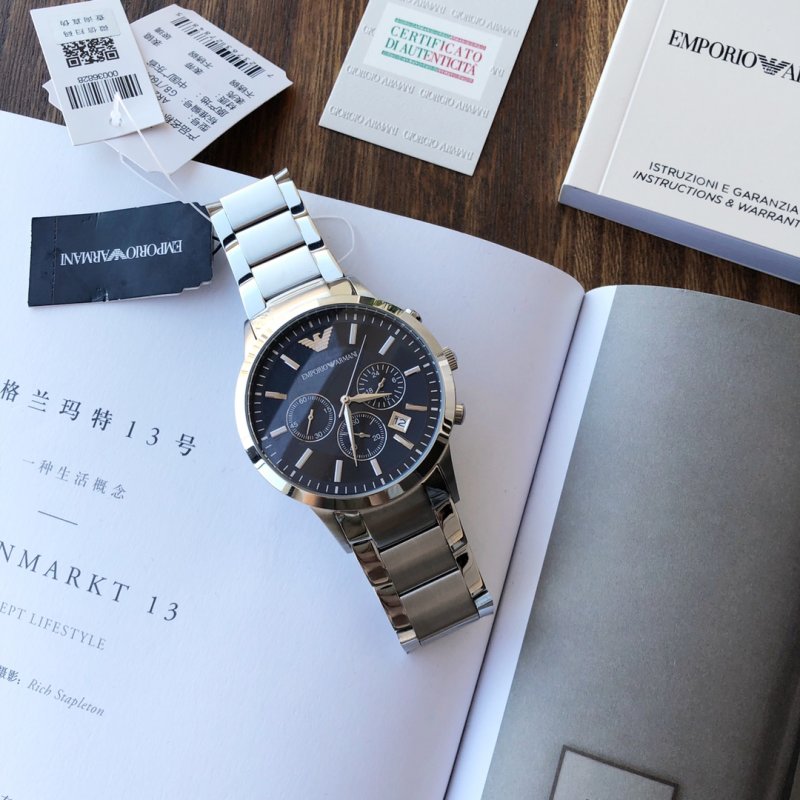 Armani Classic Business Casual Blue Dial 43mm Steel Watch Replica view