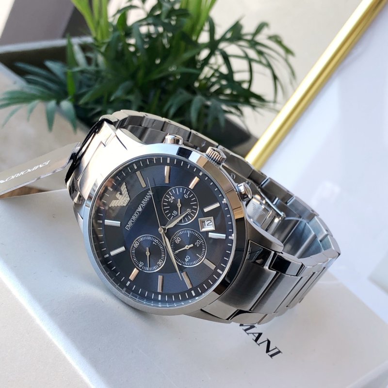 Armani Classic Business Casual Blue Dial 43mm Steel Watch Replica view