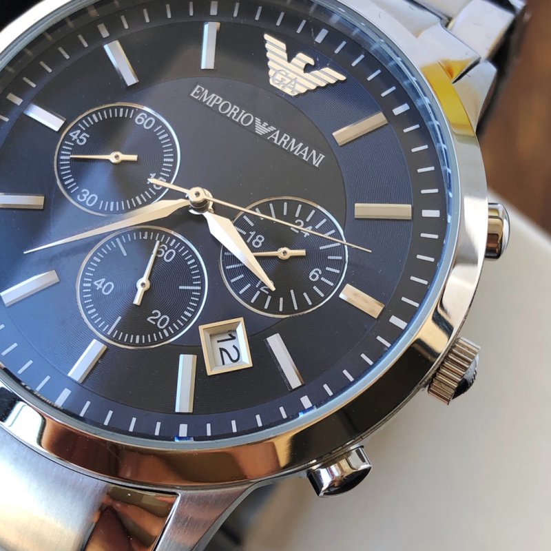 Armani Classic Business Casual Blue Dial 43mm Steel Watch Replica view