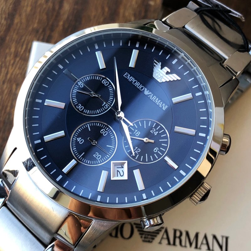 Armani Classic Business Casual Blue Dial 43mm Steel Watch Replica view