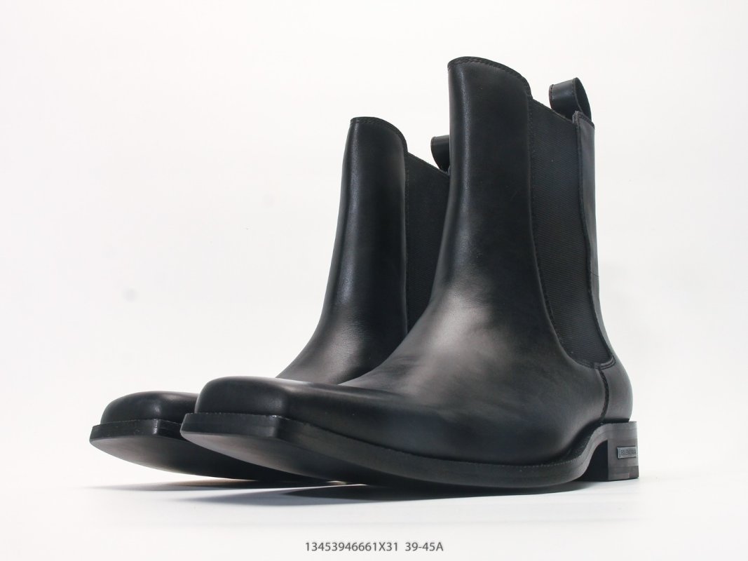 Balenciaga Chelsea Boot Square Toe Black Leather UA view