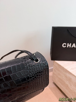 Chanel 26S Maxi Flap Black Crocodile Embossed Shoulder Bag view 3
