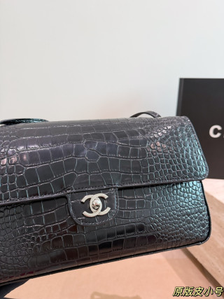 Chanel 26S Maxi Flap Black Crocodile Embossed Shoulder Bag view 4