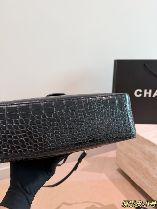 Chanel 26S Maxi Flap Black Crocodile Embossed Shoulder Bag view 6