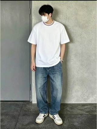 Thom Browne Red Stripe Crew Neck Short Sleeve T-Shirt White view 6