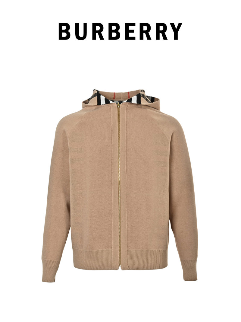 Burberry Classic Check Wool Cardigan Hoodie - Camel view