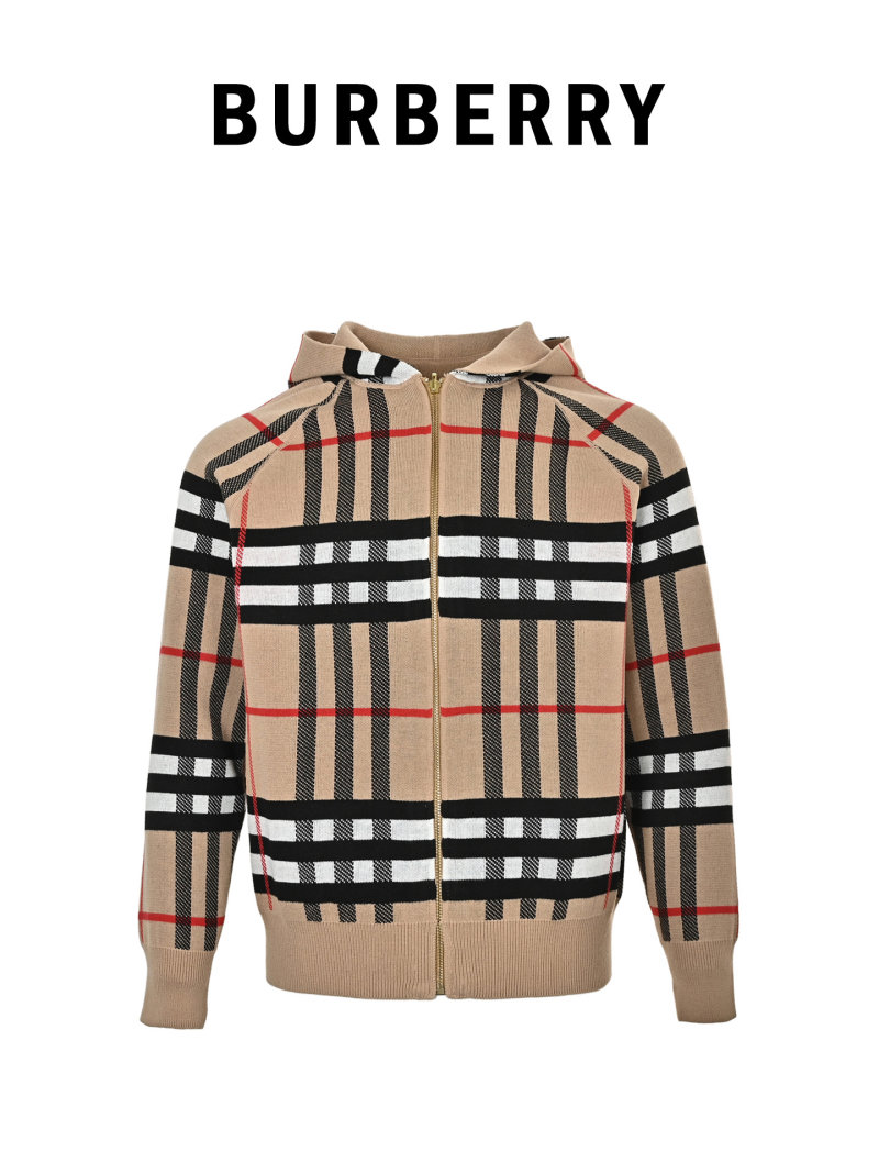 Burberry Classic Check Wool Cardigan Hoodie - Camel view