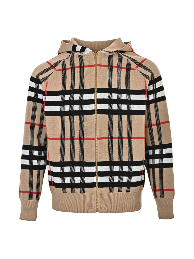 Burberry Classic Check Wool Cardigan Hoodie - Camel view