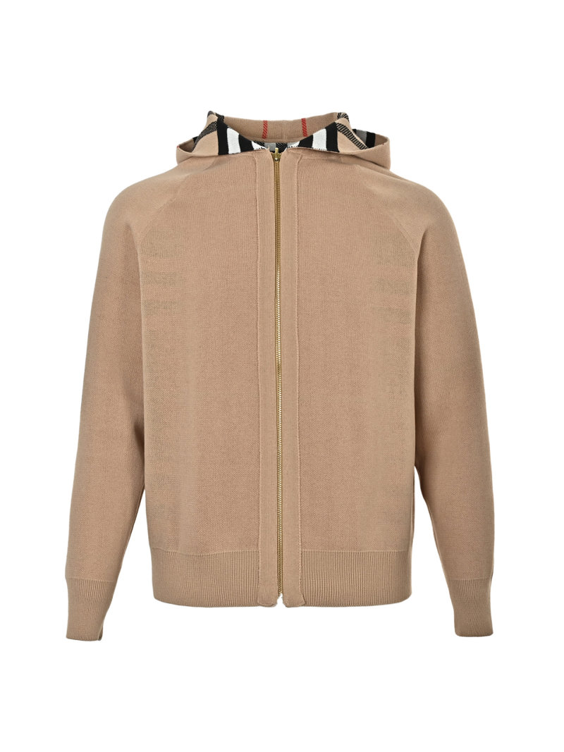 Burberry Classic Check Wool Cardigan Hoodie - Camel view