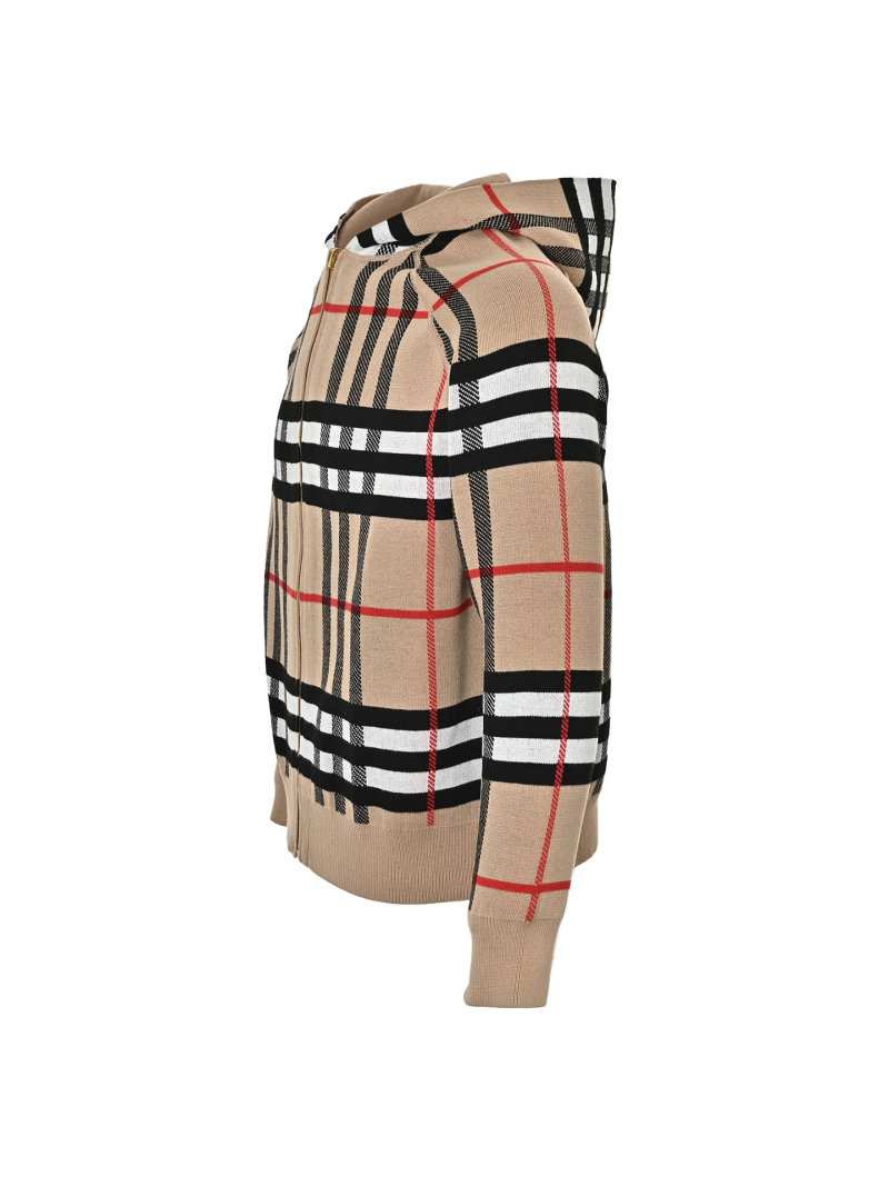 Burberry Classic Check Wool Cardigan Hoodie - Camel view