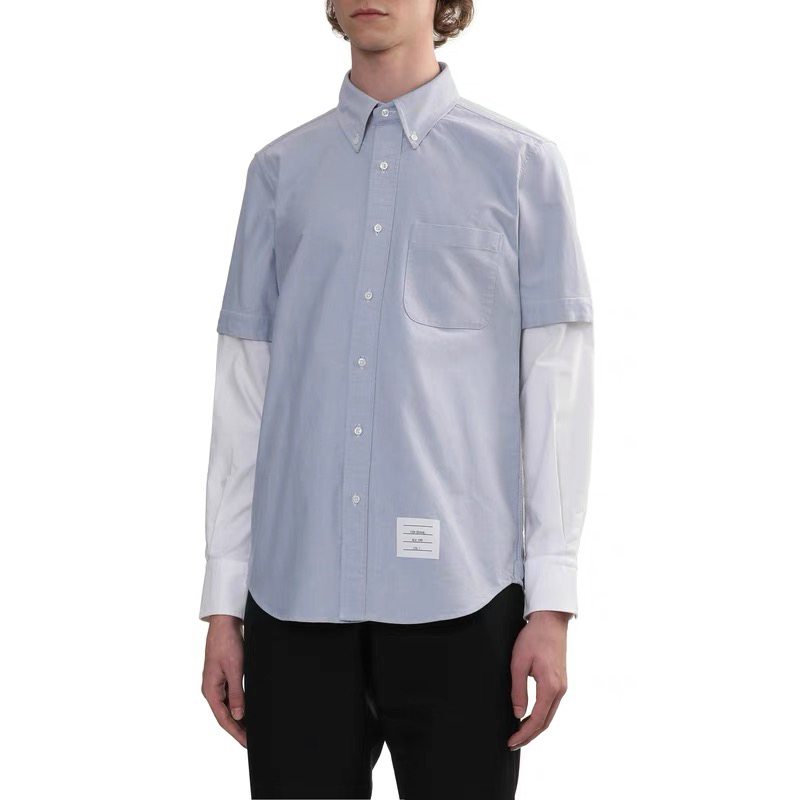 Thom Browne Dual-Sleeve Colorblock Long-Sleeve Shirt