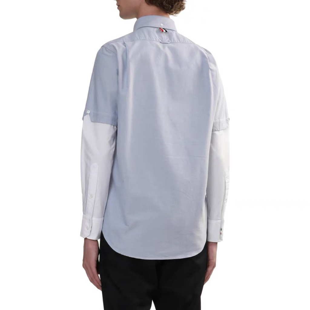 Thom Browne Dual-Sleeve Colorblock Long-Sleeve Shirt view