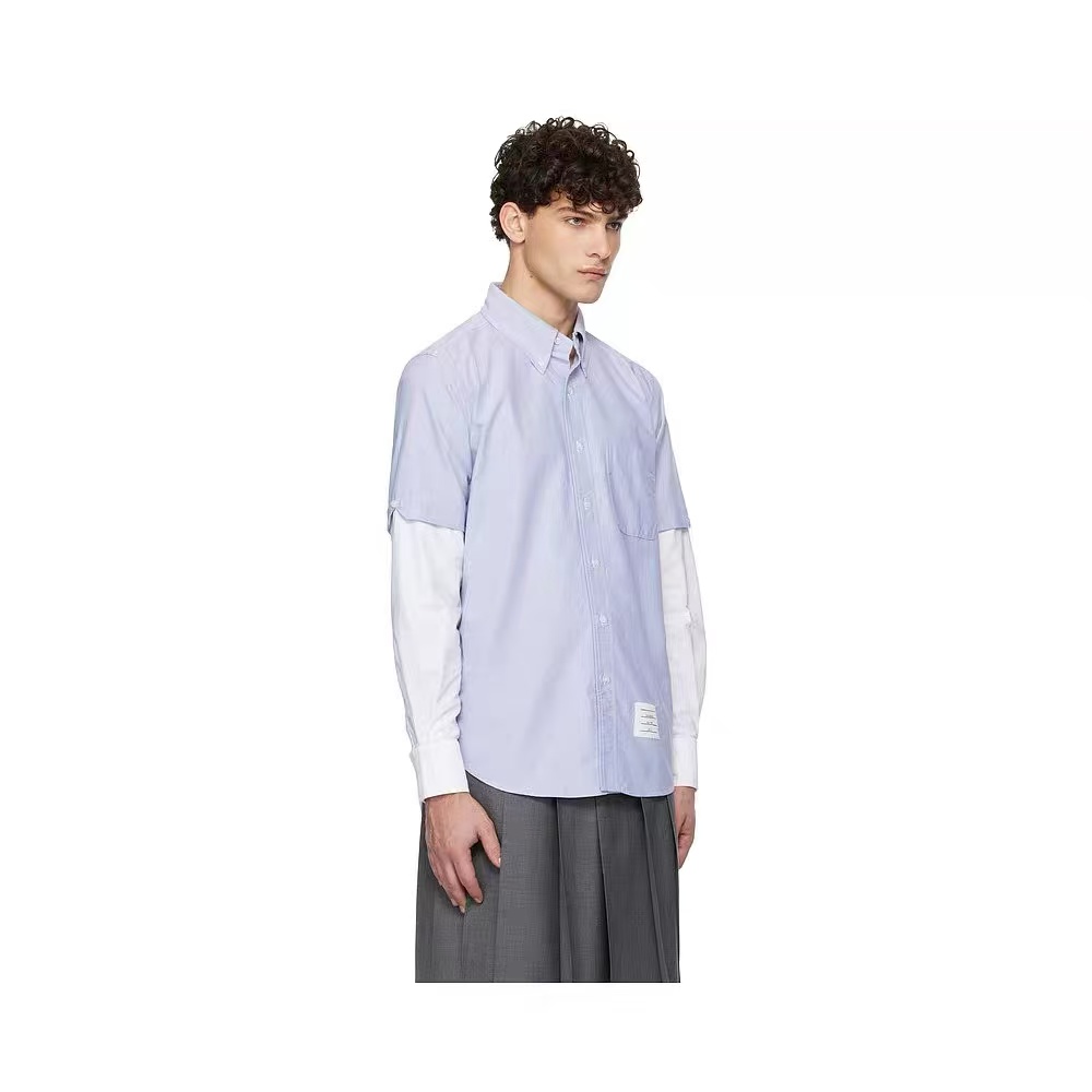 Thom Browne Dual-Sleeve Colorblock Long-Sleeve Shirt view