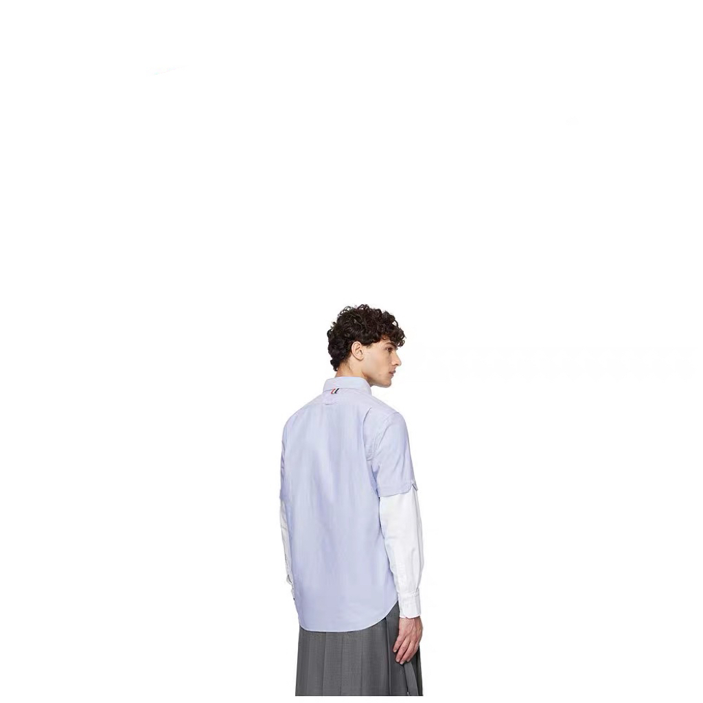 Thom Browne Dual-Sleeve Colorblock Long-Sleeve Shirt view