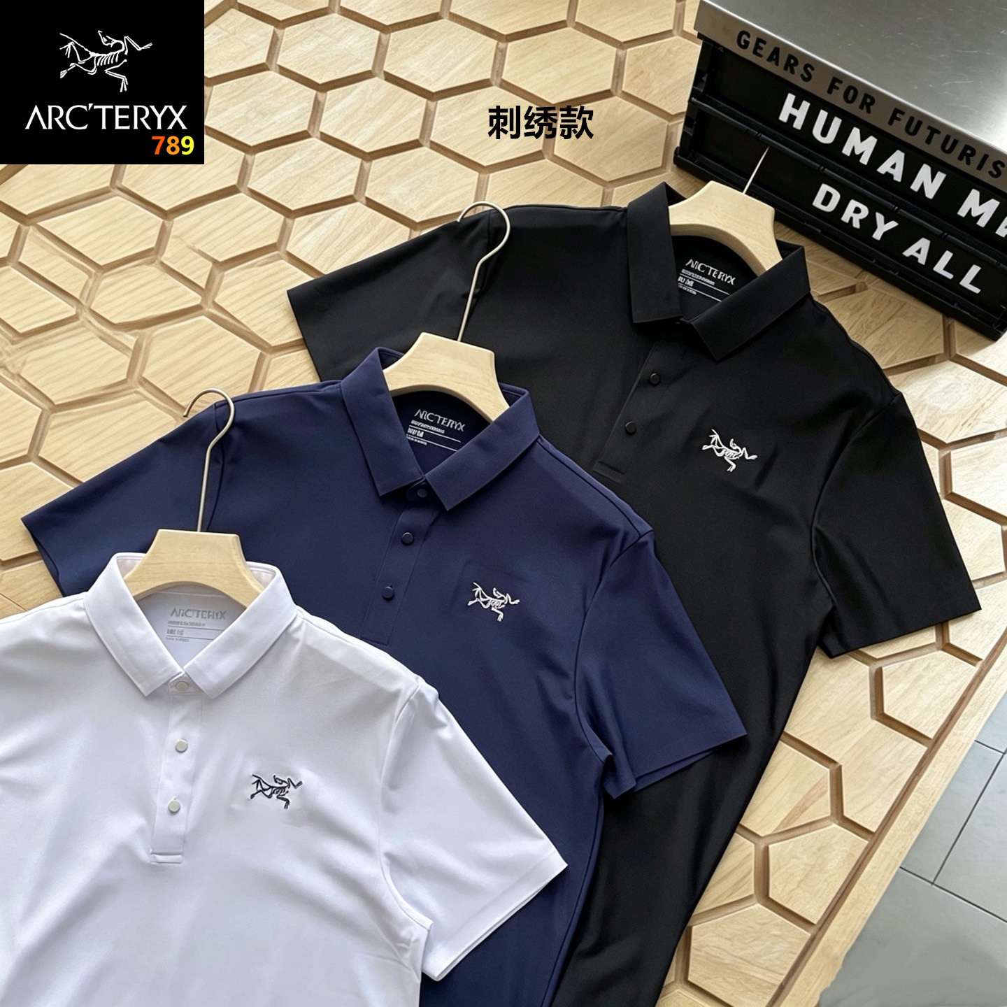 Arc'teryx Men's Ice-Silk Quick-Dry Polo Shirt Black / White / Navy view